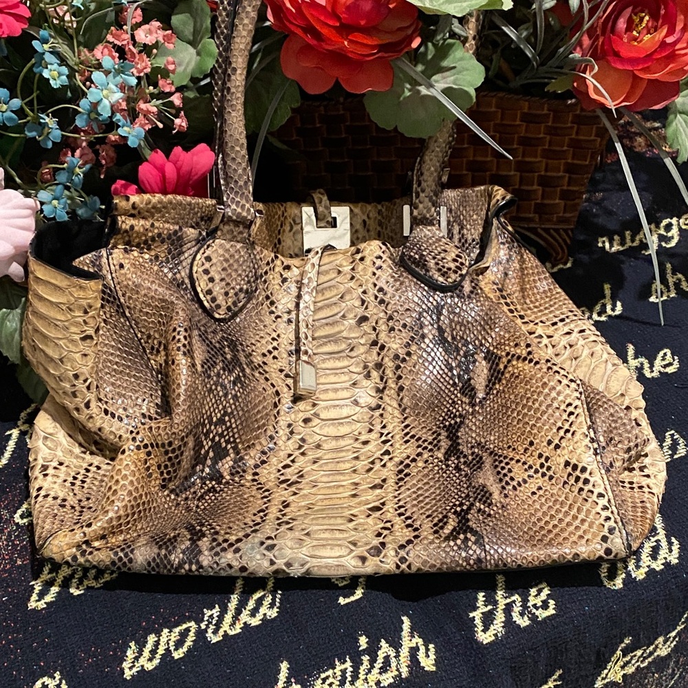 Michael Kors Brown Snake Print Tote